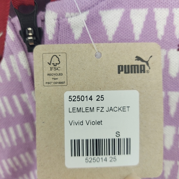 PUMA x lemlem geometric zipped Cropped jacket Size Small Vivid Violet - Picture 8 of 12